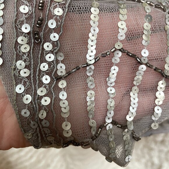 SUE WONG 12 Champagne Silver Beaded Sequin Bridal Formal Cocktail Evening Dress - Picture 16 of 16